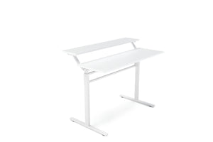 Bureau assis-debout à 2 niveaux, réglable en hauteur manuellement, blanc, 120 x 40 cm
