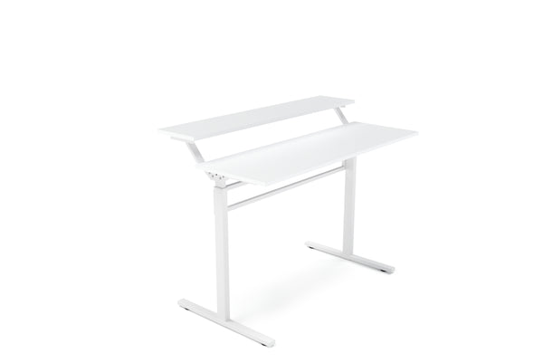 Bureau assis-debout à 2 niveaux, réglable en hauteur manuellement, blanc, 120 x 40 cm