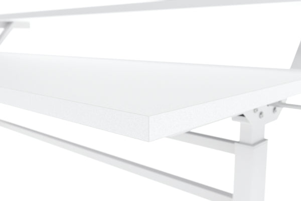 Bureau assis-debout à 2 niveaux, réglable en hauteur manuellement, blanc, 120 x 40 cm