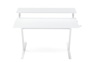 Bureau assis-debout à 2 niveaux, réglable en hauteur manuellement, blanc, 120 x 40 cm