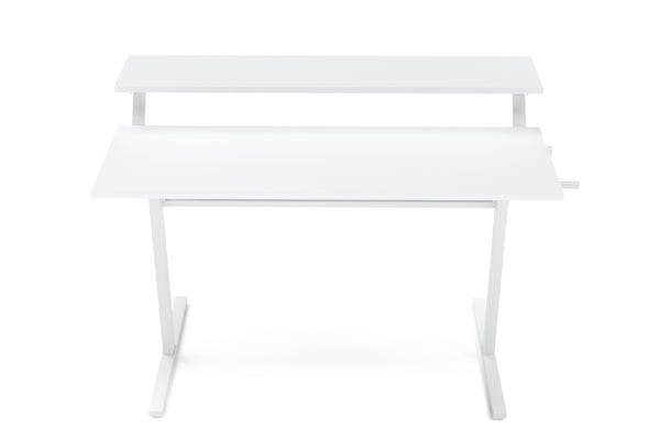 Bureau assis-debout à 2 niveaux, réglable en hauteur manuellement, blanc, 120 x 40 cm