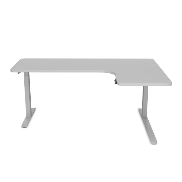 Electric standing desk, L-shaped, grey, 160 x 110 cm