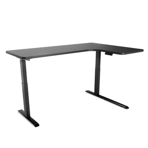 Stehpult elektrisch L-Form schwarz 160 x 110 cm