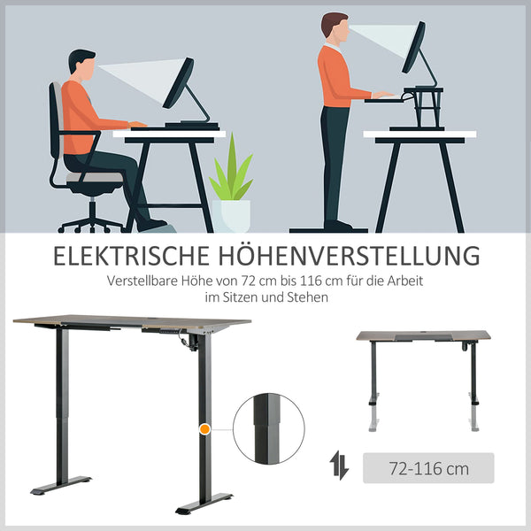 Stehpult Elektrischer Schreibtisch Natur schwarz 140x70x72-116cm