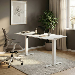 Bureau assis-debout électrique BUDGET blanc 140 x 70 cm