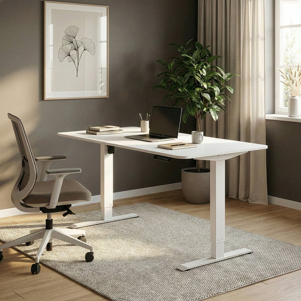 Bureau assis-debout électrique BUDGET blanc 140 x 70 cm