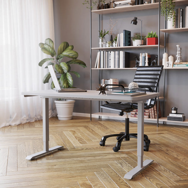 Bureau assis-debout électrique, gris, 120 x 60 cm