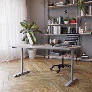 Bureau assis-debout électrique, gris, 140 x 70 cm