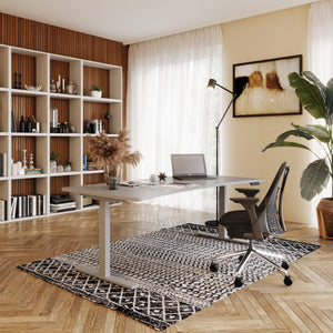 Bureau assis-debout électrique, gris, 200 x 92 cm