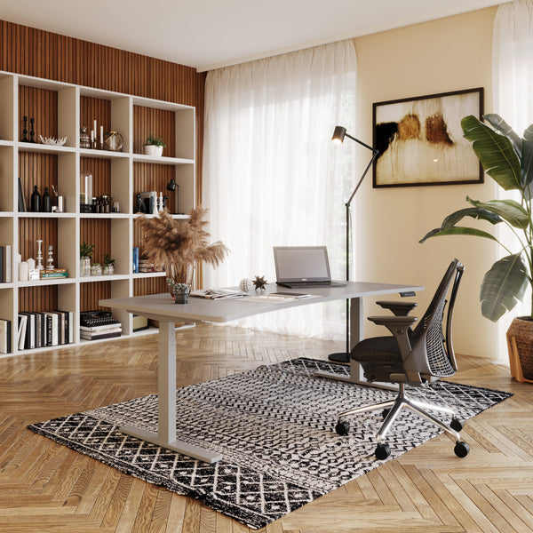 Bureau assis-debout électrique, gris, 200 x 92 cm