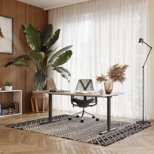 Bureau assis-debout électrique, gris/noir, 160 x 80 cm