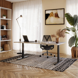 Electric standing desk, grey/black, 180 x 90 cm
