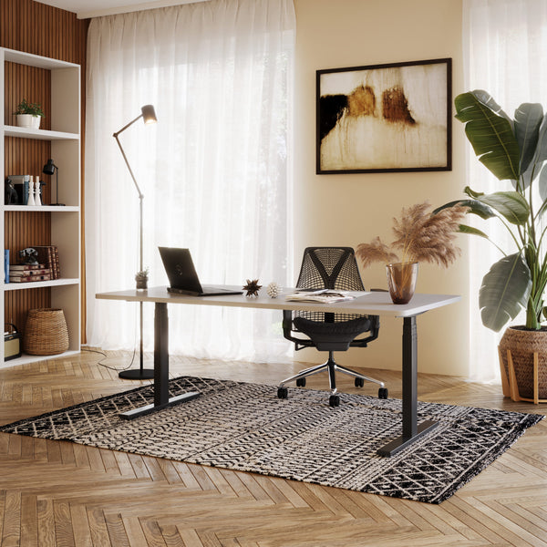 Electric standing desk, grey/black, 180 x 90 cm