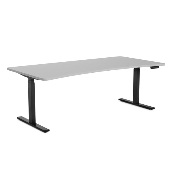 Bureau assis-debout électrique, gris/noir, 200 x 92 cm
