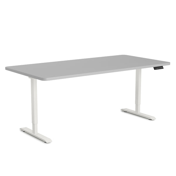 Bureau assis-debout électrique, gris/blanc, 160 x 80 cm