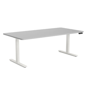 Bureau assis-debout électrique, gris/blanc, 180 x 90 cm