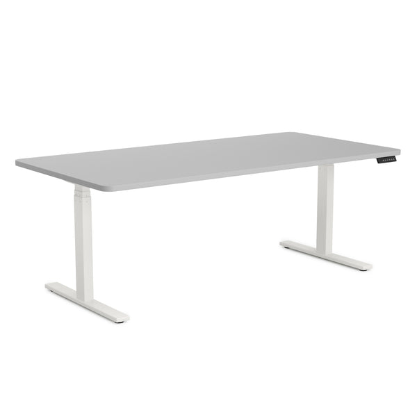 Bureau assis-debout électrique, gris/blanc, 180 x 90 cm