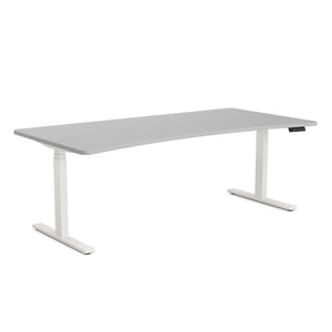 Bureau assis-debout électrique, gris/blanc, 200 x 92 cm