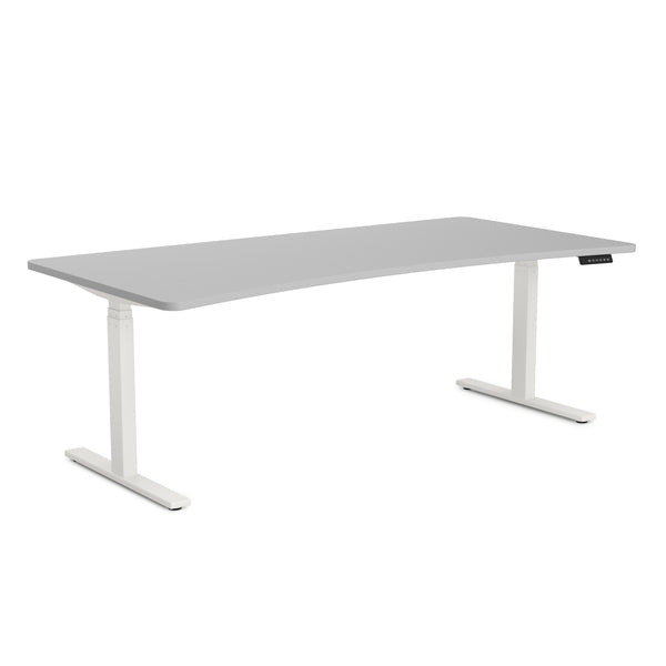 Bureau assis-debout électrique, gris/blanc, 200 x 92 cm