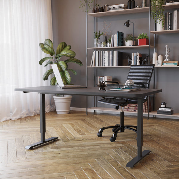 Electric standing desk, black, 140 x 70 cm