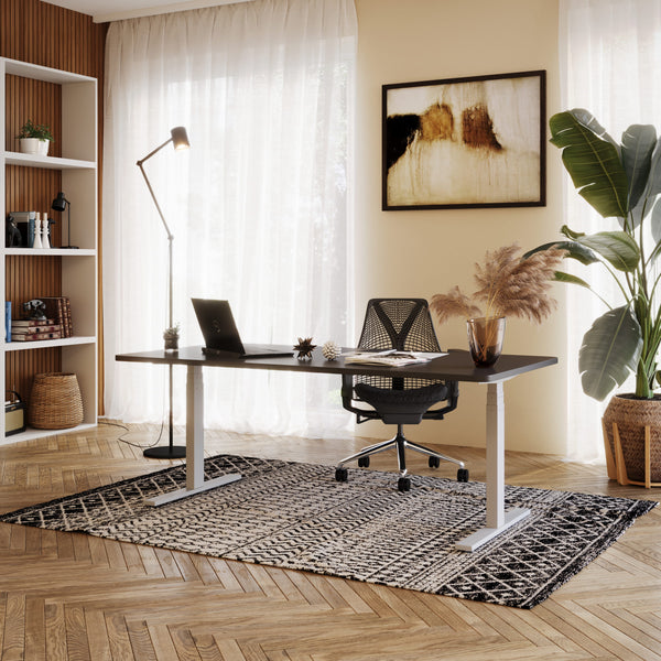 Electric standing desk, black/grey, 180 x 90 cm