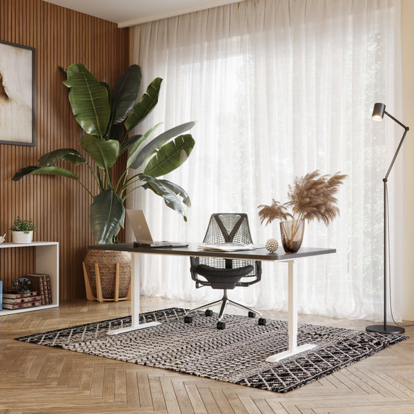 Electric standing desk, black/white, 160 x 80 cm