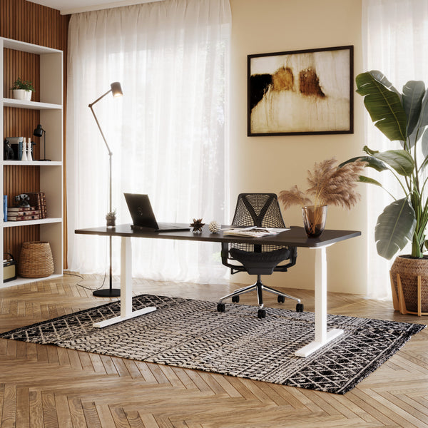 Electric standing desk, black/white, 180 x 90 cm