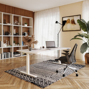 Bureau assis-debout électrique, blanc, 200 x 92 cm