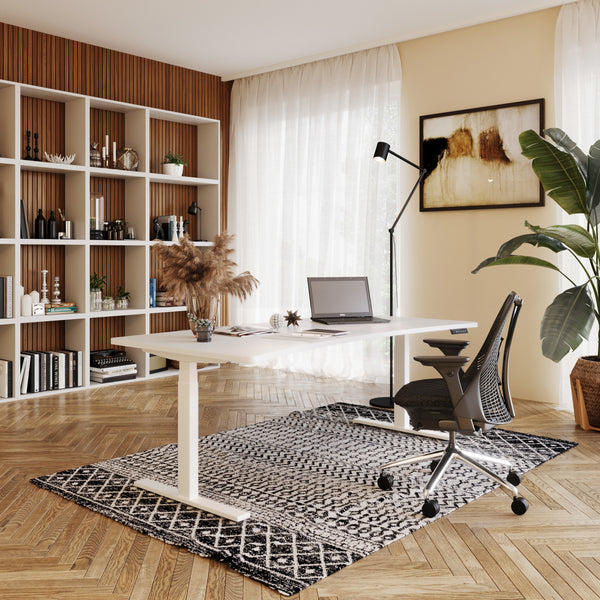 Bureau assis-debout électrique, blanc, 200 x 92 cm