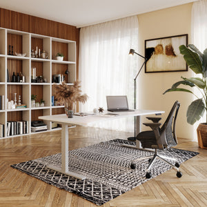 Bureau assis-debout électrique, blanc/gris, 200 x 92 cm