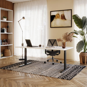 Electric standing desk, white/black, 180 x 90 cm