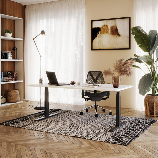 Electric standing desk, white/black, 180 x 90 cm