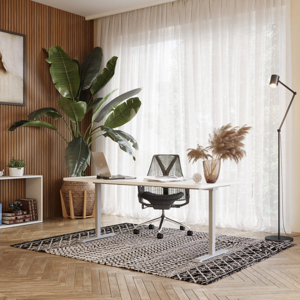 Bureau assis-debout électrique, blanc/gris, 160 x 80 cm