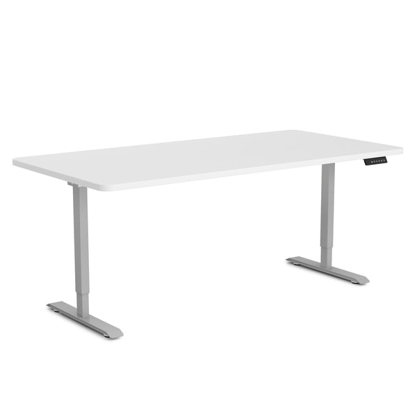 Bureau assis-debout électrique, blanc/gris, 160 x 80 cm