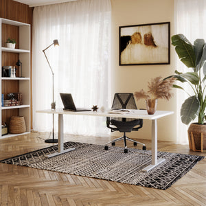 Bureau assis-debout électrique, blanc/gris, 180 x 90 cm