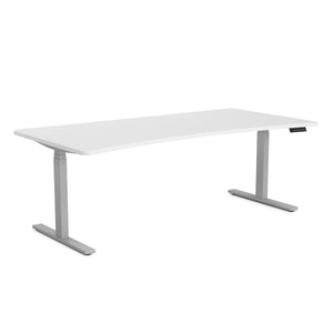 Bureau assis-debout électrique, blanc/gris, 200 x 92 cm