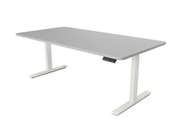 Bureau assis-debout électrique, gris/blanc, 180 x 90 cm