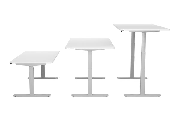 Bureau assis-debout électrique, blanc/gris, 180 x 90 cm