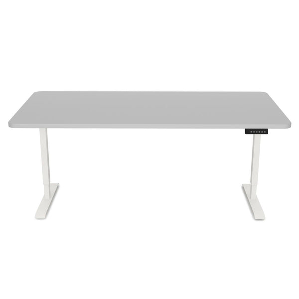Bureau assis-debout électrique, gris/blanc, 160 x 80 cm