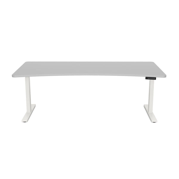 Bureau assis-debout électrique, gris/blanc, 200 x 92 cm
