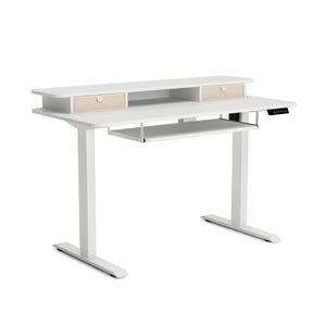Stehpult elektrisch mit Ablage + Tastaturfach 120 x 60 cm weiss