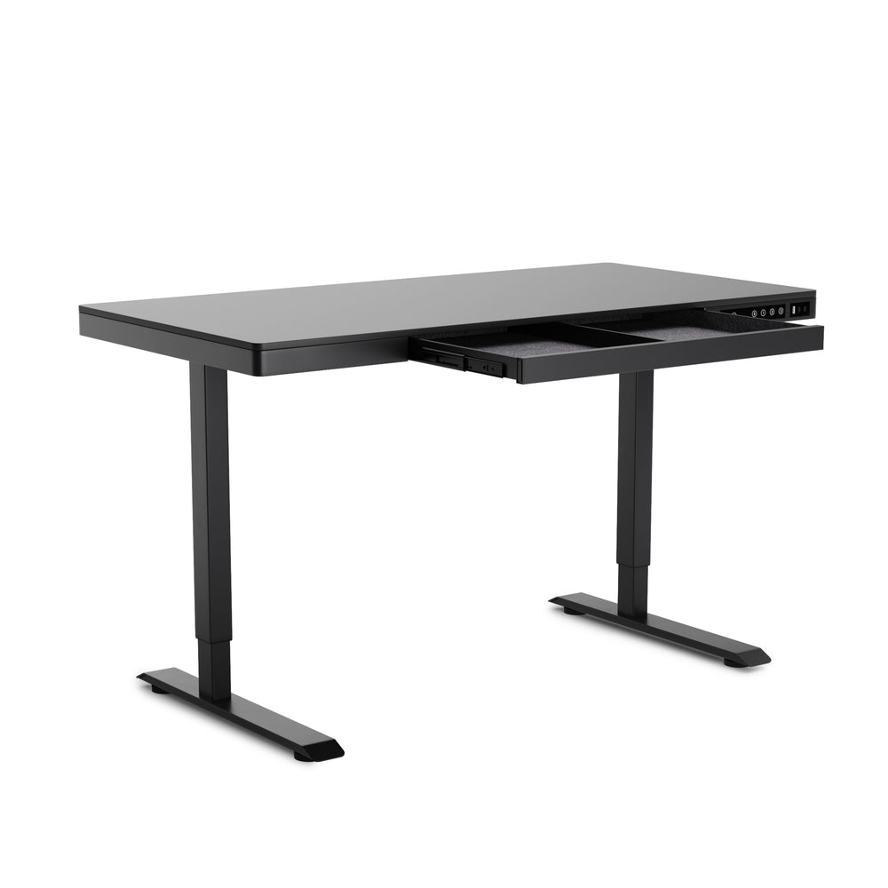 Stehpult elektrisch mit Schublade 120 x 60 cm schwarz