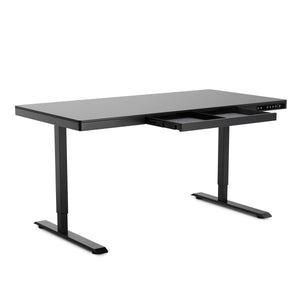 Bureau assis-debout électrique avec tiroir, 140 x 70 cm, noir