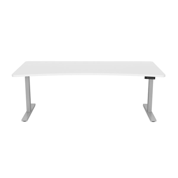 Bureau assis-debout électrique, blanc/gris, 200 x 92 cm