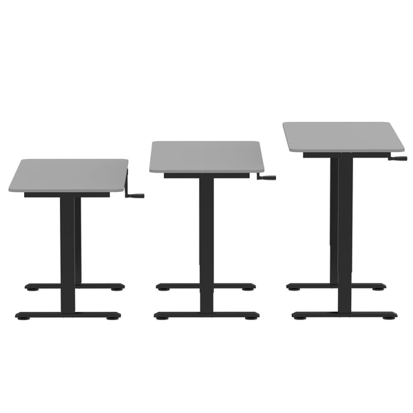 Manually height-adjustable standing desk, grey/black, 120 x 60 cm