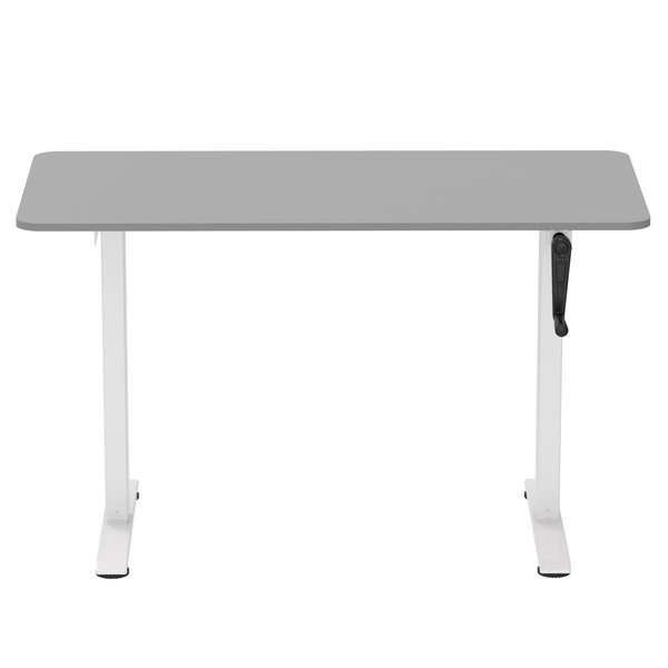 Scrivania regolabile in altezza manualmente, grigio/bianco, 120 x 60 cm