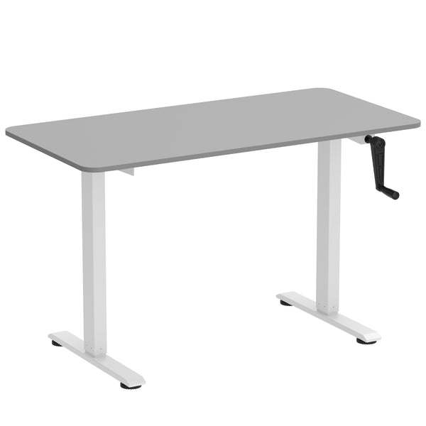 Scrivania regolabile in altezza manualmente, grigio/bianco, 120 x 60 cm