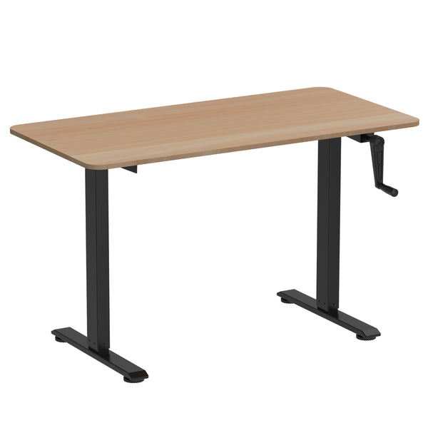 Scrivania regolabile in altezza manualmente, marrone chiaro/nero, 120 x 60 cm