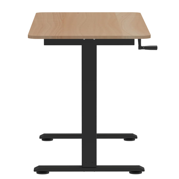 Scrivania regolabile in altezza manualmente, marrone chiaro/nero, 120 x 60 cm