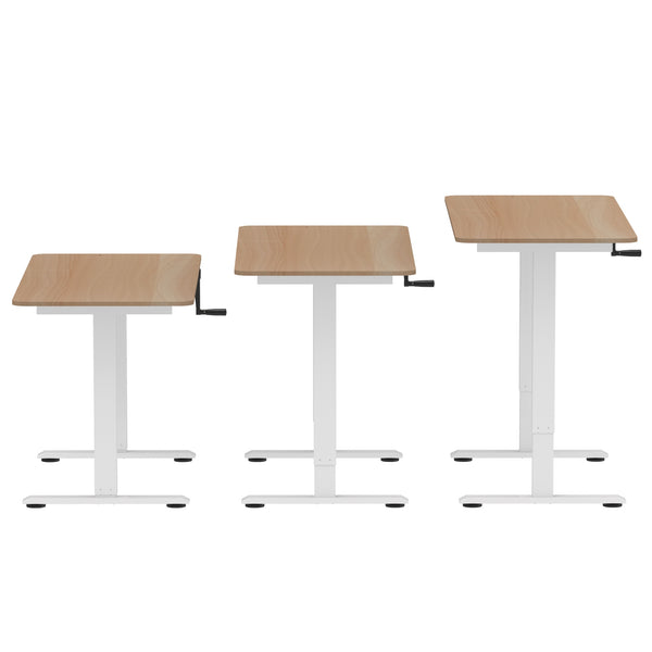 Scrivania in piedi regolabile manualmente in altezza marrone chiaro/bianco 120 x 60 cm